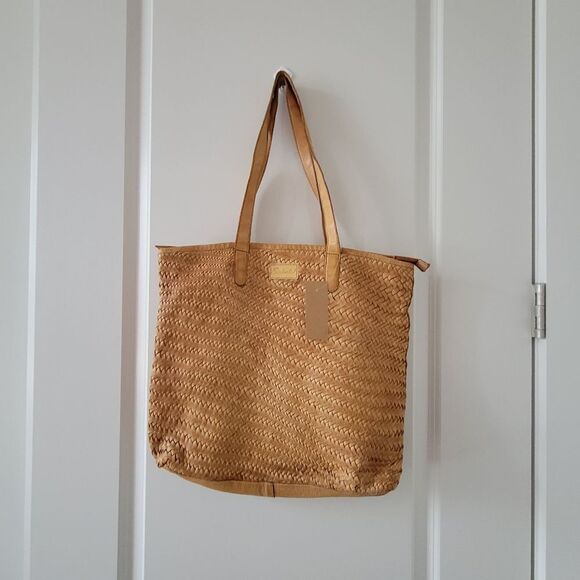 Sirimiri Handcrafter Braided Leather Tote bag Mustard BOHO Soft NWT - Picture 4 of 12